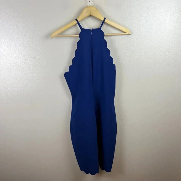 Likely Everly Scallop Dress Size 8 Blue Halter Neck Jewel Tone Special Occasion - Picture 2 of 11